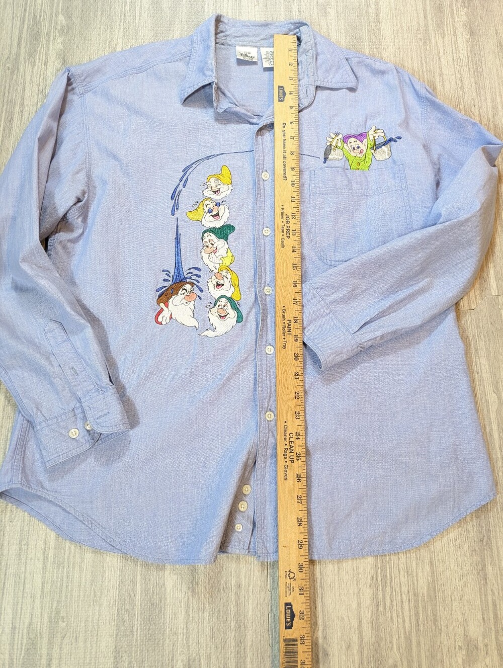 Vintage Disney Store Women's Seven Dwarfs Long Sleeve Button Down Blue Cotton L - Picture 8 of 10